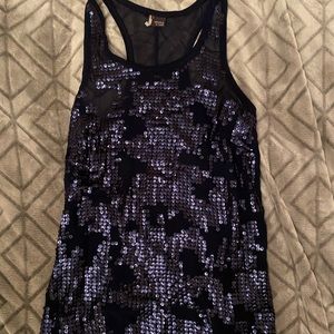Navy Sequin Top